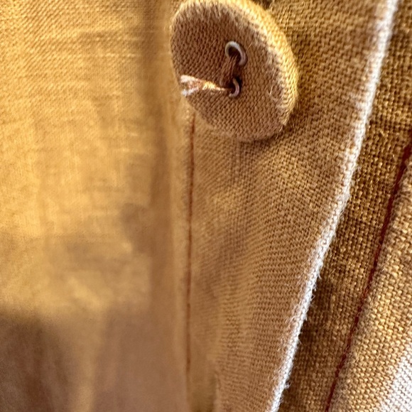 Linen, midi length, shirt dress with embroidered crane. Size XL - Picture 10 of 10